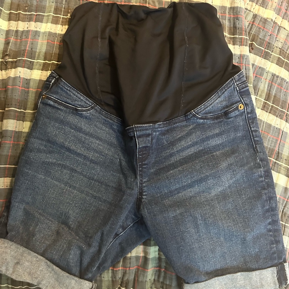Isabel Maternity by Ingrid & Isabel Denim Shorts with Black Waistband
